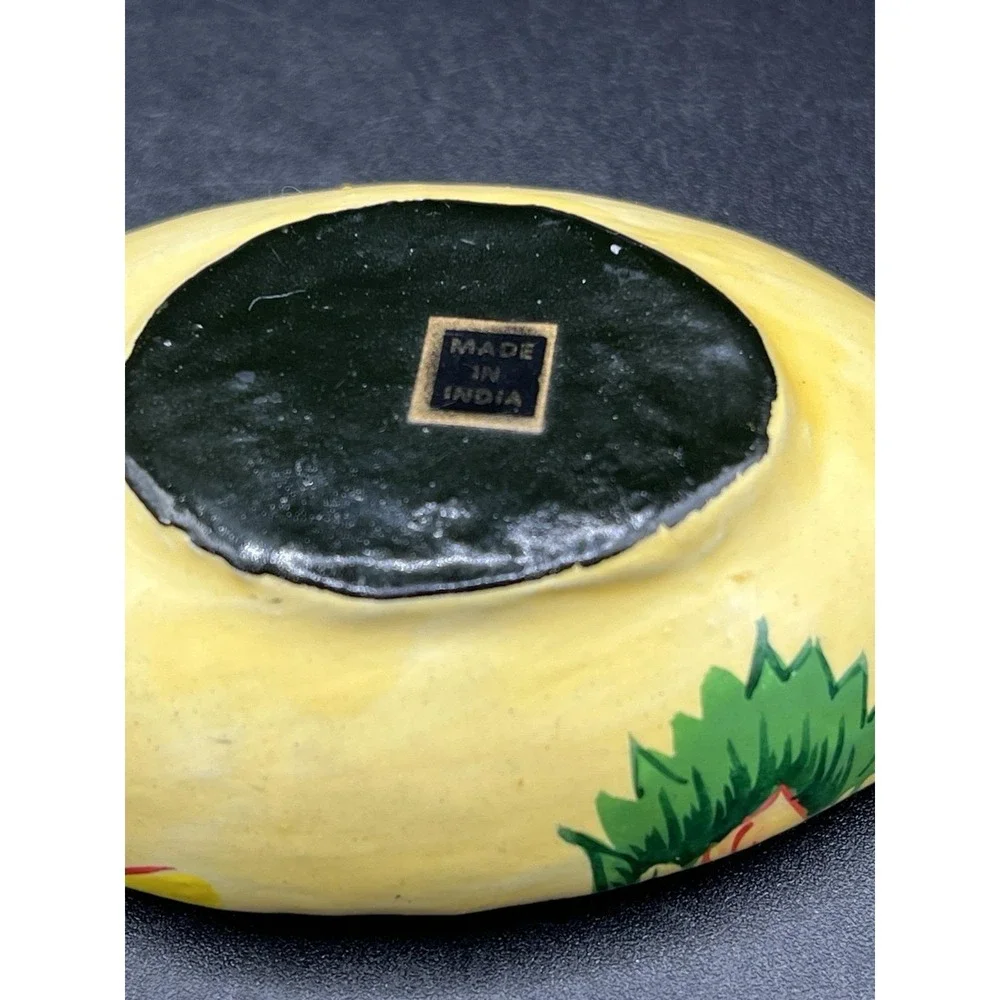 Vtg Laquer Egg Trinket Box Rose India 3